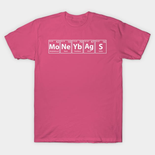 Moneybags (Mo-Ne-Yb-Ag-S) Periodic Elements Spelling T-Shirt by cerebrands